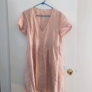 Madewell Linen-Blend V-Neck Button-Down Dress